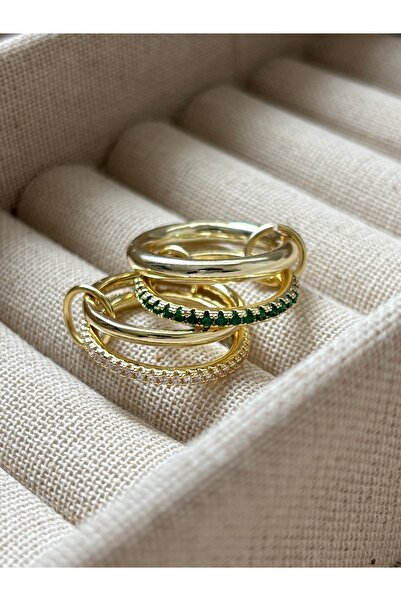 midnayt Rodyum Kaplama Çelik Alaşımlı Çoklu Birleşik Taşlı Venüs Yüzük