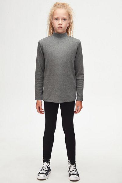 LOVETTI Girl - Ice Gray Long Sleeve Half Turtleneck T-shirt