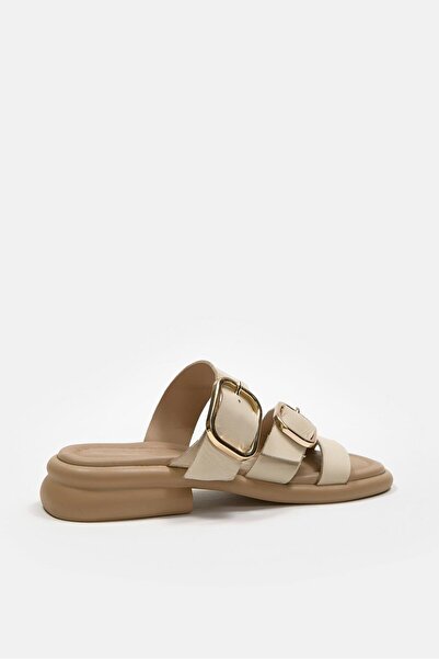 NILUFARR Almedia Бежеві жіночі тапочки з натуральної шкіри