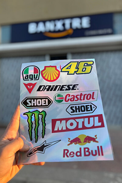 Banxtre Motor ve Kask için Sponsorlu Markalar Hologramlı A4 Sticker Pack Seri -1(11 Sticker Tek Paket)