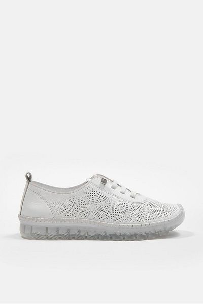 NILUFARR Tenis de damă Russa alb din piele naturală
