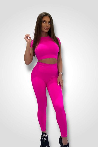 BOMBFIT Vital Neon Seamless 2-piece set - short-sleeved blouse and tights, for women