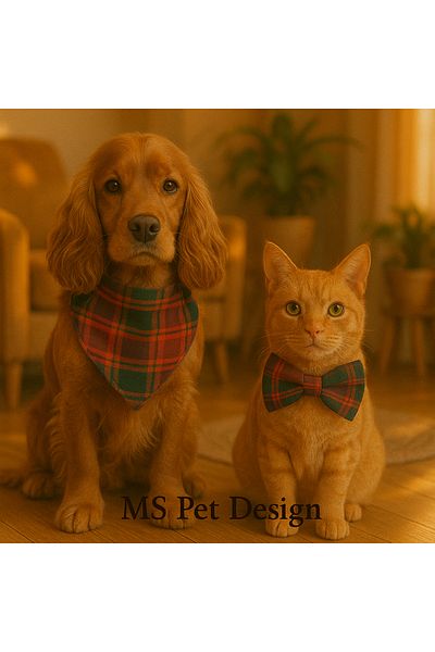 MS Pet Design Adjustable Cat Dog Bandana Bow Tie Set - Christmas Gift