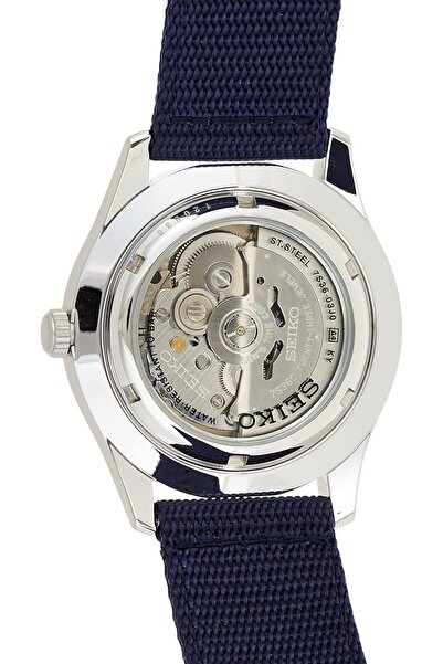 Seiko Men's Automatic Watch, Analog Display and Textile Strap SNZG11K1, Blue & Silver