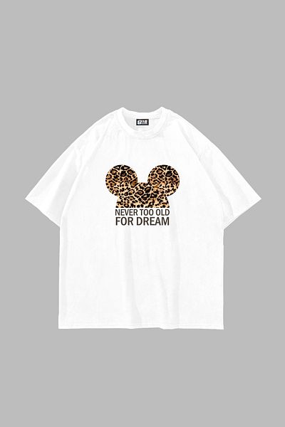 Sekizbiraltı Λευκό μπλουζάκι Leopard For Dream Printed Oversize Unisex
