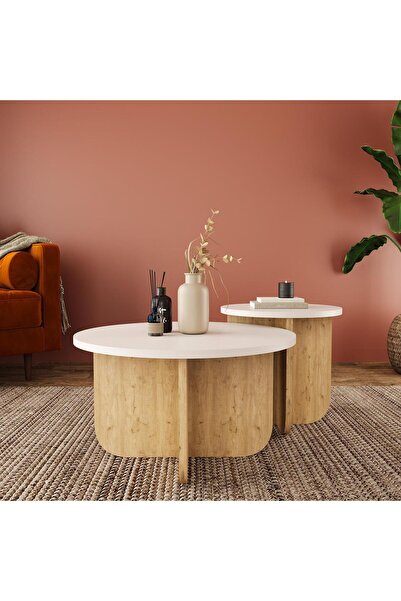 Bimossa Beca O0040 Orta Sehpa 56 Cm Kumtaşı Üst-meşe Ayak