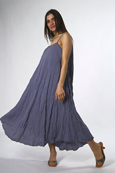 ABBRA Women's Modal Wrinkle Strap Dress