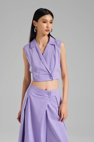 tw3 Γυναικεία μπλούζα με διπλό στήθος με σχέδιο Crop