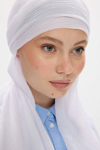 FENZA SCARF شال قطن موسلين - أبيض