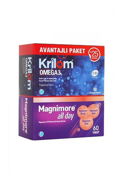 Tab İlaç Tab Pharma Krilom Omega 3 50 Capsules + Magnimore All Day 60 Tablets