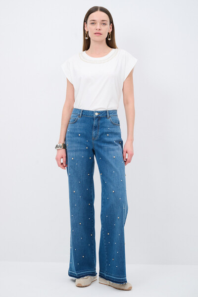 Love My Body İnci Detaylı Jean Pantolon