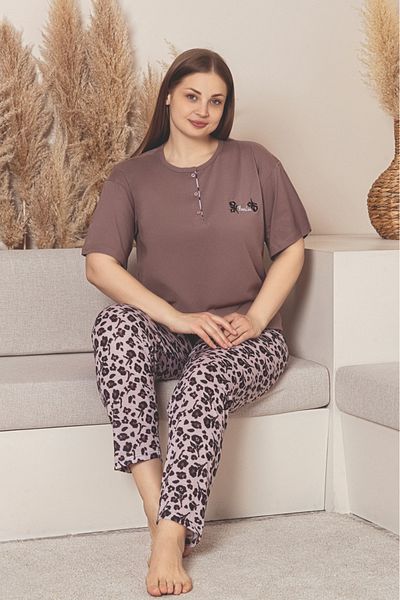 Farya Home X-Dreamy Plus Size Cotton Button Collar Short Sleeve Combed Cotton Pajamas Set