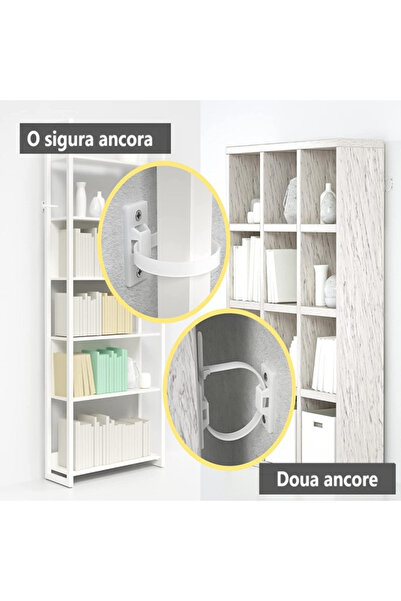 Empria Pachet 10 seturi curele ancorare mobila, protectie cutremur, Empria, Alb, asigurare mobilier