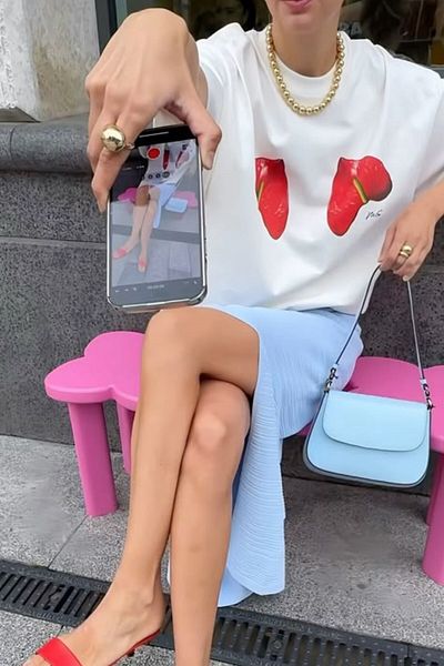 The Champ Clothing Tricou 100% bumbac cu imprimeu inimă roșie pentru femei