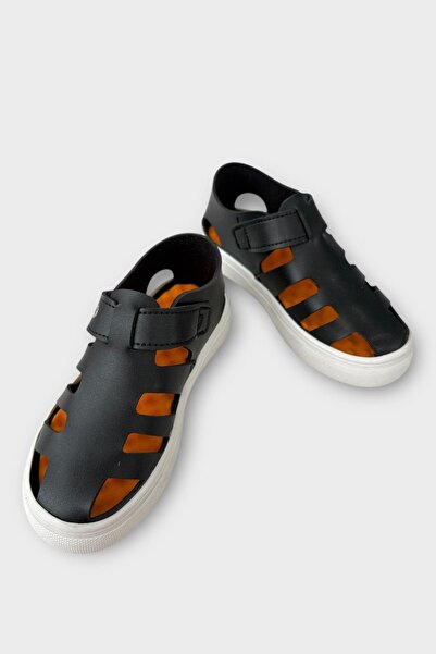 Liger Unisex Velcro Flexible Rubber Sole Orthopedic Children's Sports Sandals Black