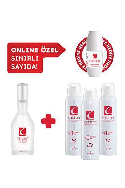 Caldion Classic Kadın Edt Parfüm 100 ml & Deodorant 3*150 ml Avantajlı Set, Roll On HEDİYELİ