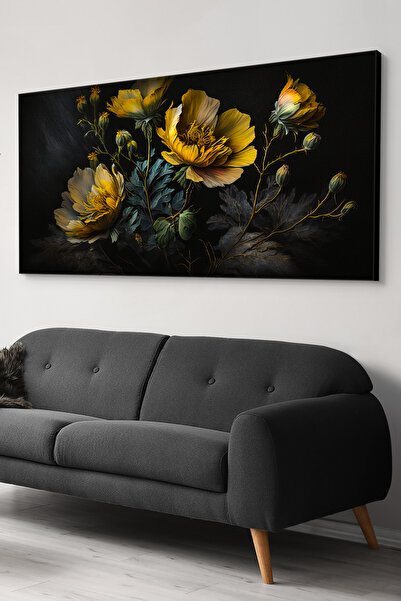 Evinemoda Flower Gold Branches One Piece Canvas - Canvas Painting