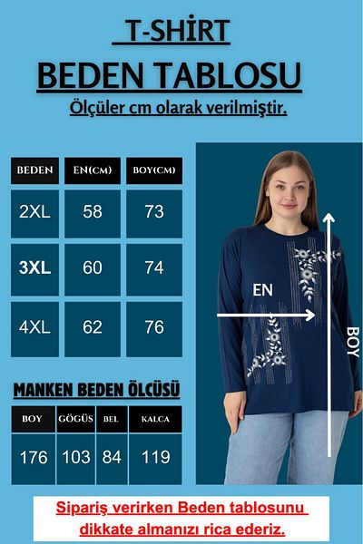 Orly More Viscose Fabric Mini Slit Plus Size Long Sleeve Mother Combed Cotton Blouse with Collar and Button Detail