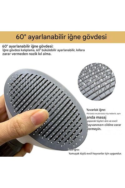 nextbuy Cat and Dog Grooming Brush with Automatic Buttons – Hairball Collector and Massage Effect Comb Gray