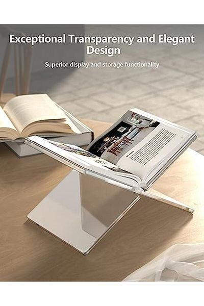 Generic حامل كتب شفاف على شكل حرف X من الأكريليك للقراءة - حامل حر اليدين لكتب الطبخ والمجلات والمستندات