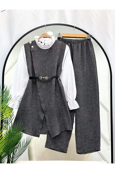 YEDİLALE Belted Bamboo Linen Triple Set