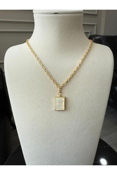 Store Natural Stone Steel Earrings with Lacquer Coating Chain
