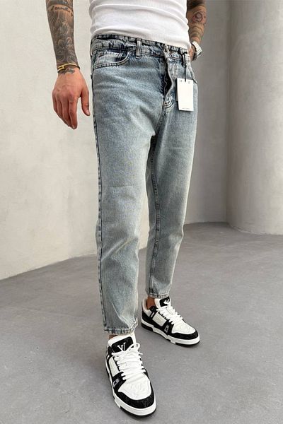 MADZEYMODA Ανδρικό τζιν ύφασμα μπλε Boyfriend Fit Jean Jeans Παντελόνι Mz0683