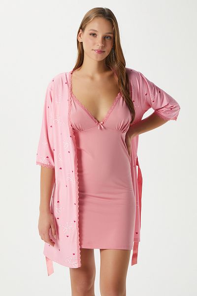 Ritnice Set de pijamale din două piese pentru femei Mary Pink Heart Pattern