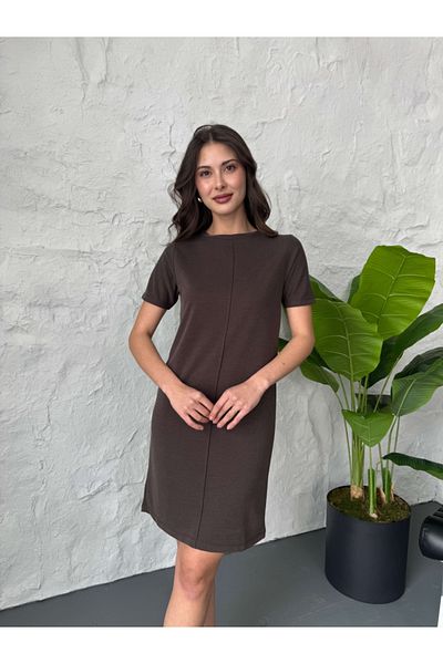 Elif Özbey Butik Καφέ Πλεκτό Πλεκτό Φόρεμα Modal
