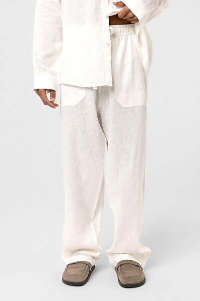 VAMOSCLO Baggy Linen Trousers Ecru