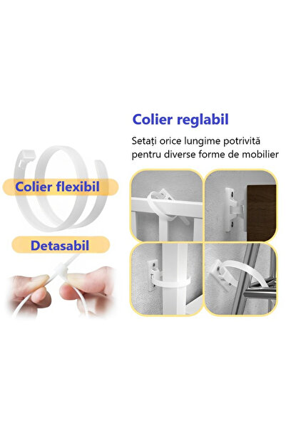 Empria Pachet 10 seturi curele ancorare mobila, protectie cutremur, Empria, Alb, asigurare mobilier