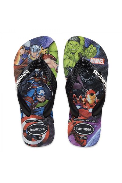 Havaianas 4148300   Kids Top Marvel Ii Black Flip Flops Boys' Slippers