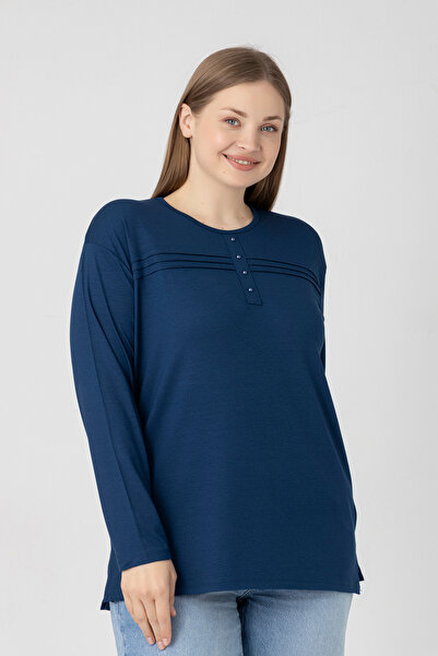 Orly More Μίνι σκίσιμο από ύφασμα βισκόζης Μακρυμάνικη μπλούζα από βαμβακερή μητέρα με λεπτομέρεια σε μακρυμάνικο πέτο και κουμπιά