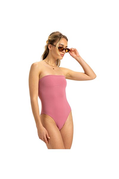 Roxy Sd Beach Classics Bandeau Op Women's Pink Swimsuit Women Swimsuit Erjx103698
