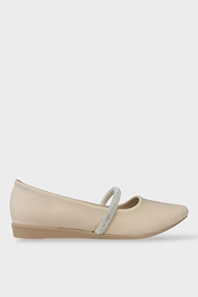 Liger Жіночі балетки з каменем і стрічкою БЕЖ