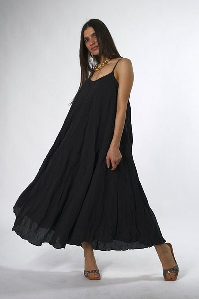 ABBRA Women's Modal Wrinkle Strap Dress