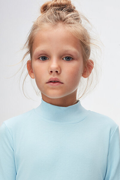 LOVETTI Дівчача дитина - Синій Basic Зимовий довгий рукав напіврибальський комір футболка