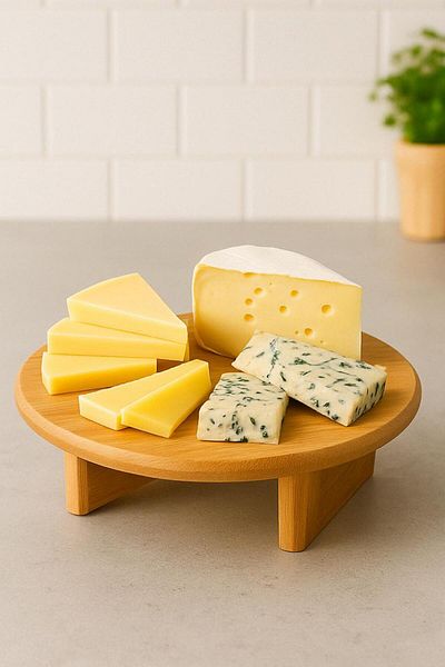 DolphFin Wooden Leg Presentation Stand Elegant and Useful Natural Round Presentation Stand