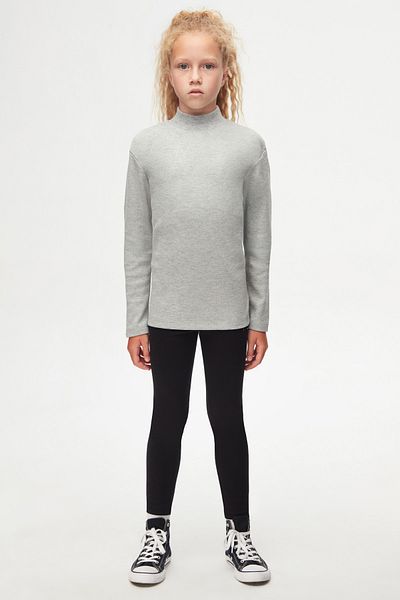 LOVETTI Light GrAy Girl's T-shirt - HAlf Turtleneck, Long Sleeve