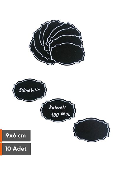 Şeffaf Etiket 10Pcs Erasable Black Label Decorative Blackboard Shaped Dessert Coffee Cafe Name Board 2