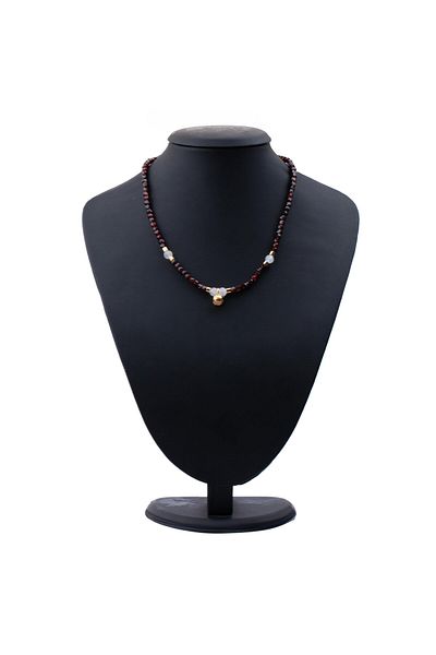 Zeynep Büyükbay Natural Stone Necklace with Garnet Passion and Selenite Purity