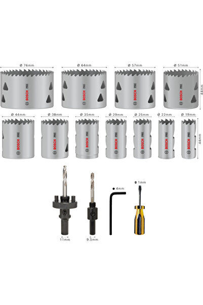 Bosch PRO 17 Parça HSS-Bimetal Panç Seti Ahşap ve Metal için