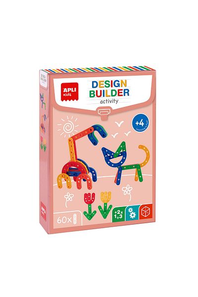 Apli Kids Educational building game, Design Builder, 3D shapes, 60 multicolored pieces, Stem, Apli, +4 years
