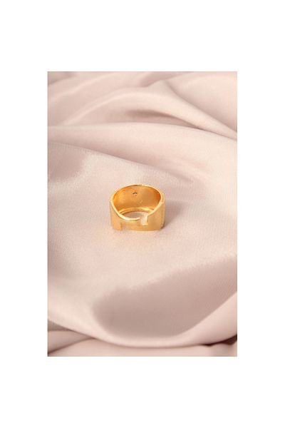 Skygo Gold Color Metal Zircon Stone Heart Model Adjustable Women's Ring - Tj-Byk2163