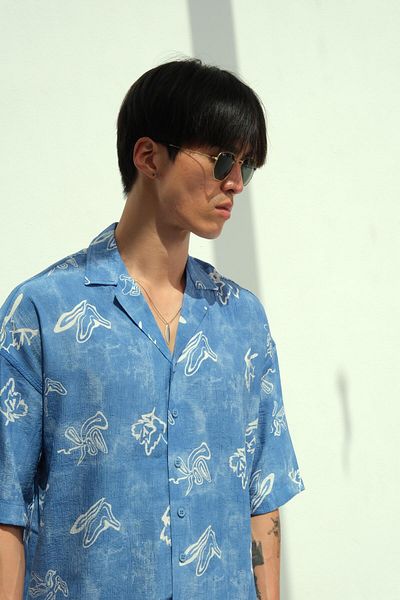 NGR Cuno Short Sleeve Patterned Shirt Blue