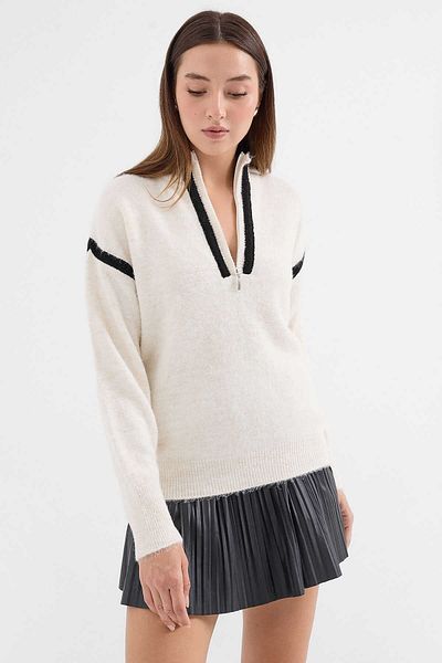 GABRİA Gabria Zippered Stripe Sweater