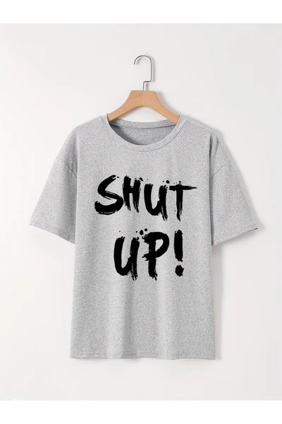 LAND MODA Tricou cu imprimeu cu litere, guler rotund, stil sportiv confortabi...