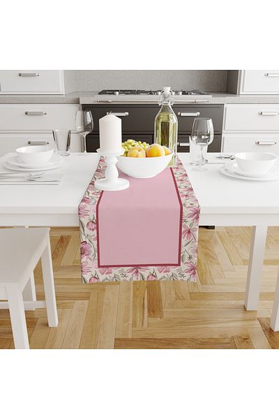 Filamente Digital Printed Runner - Ανοιξιάτικο μοτίβο λουλουδιών - Κέντημα εμφάνιση - 140x40 cm
