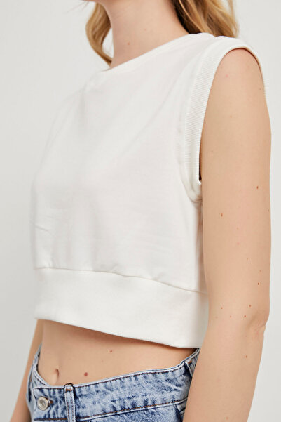 Arma Life Γυναικείο μπλουζάκι με λαιμόκοψη με μηδενικό μανίκι λευκό Crop