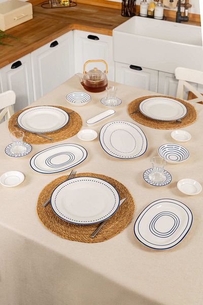 FH finehome Line Blue 28 Piece Porcelain Breakfast Set